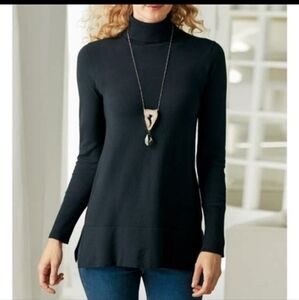 Soft Surroundings Perfect Turtleneck Sweater  Black XS